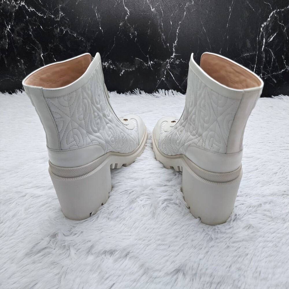 Gucci Calfskin G Rhombus Quilted Ankle Boots White 39.5G | 9.5 US - Picture 14 of 16